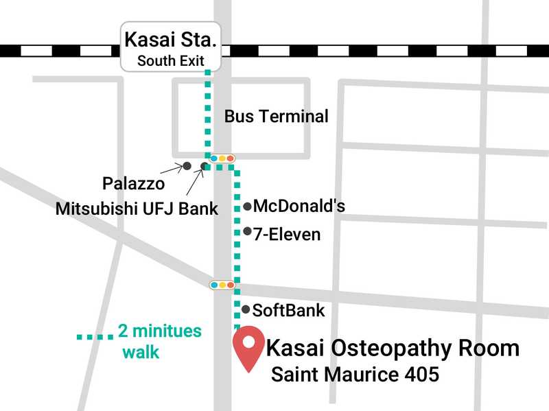 A map to Penguindo-osteopathy Kasai from Kasai South-exit